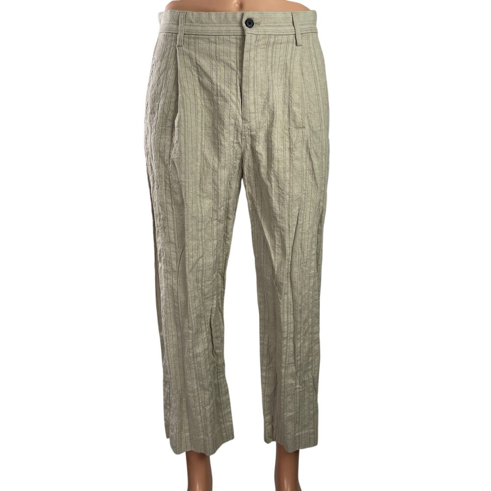 Urban Revivo Womens Beige Pleated High Waisted Straight Leg Trousers Pants Sz S